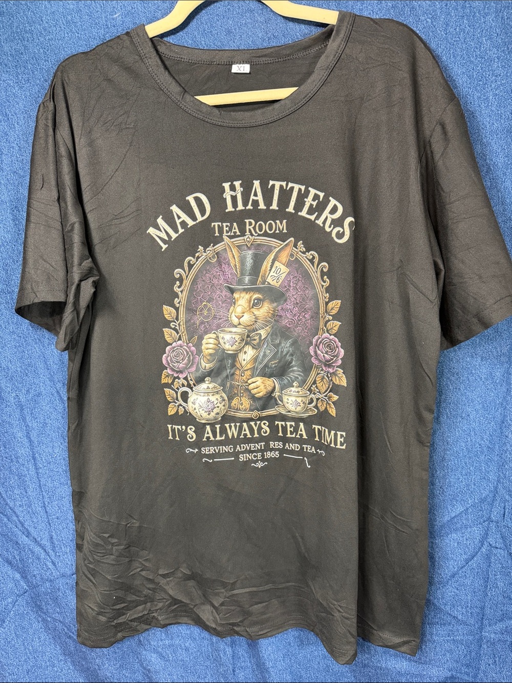 Mad Hatters Tea Room Graphic Tee - Black
